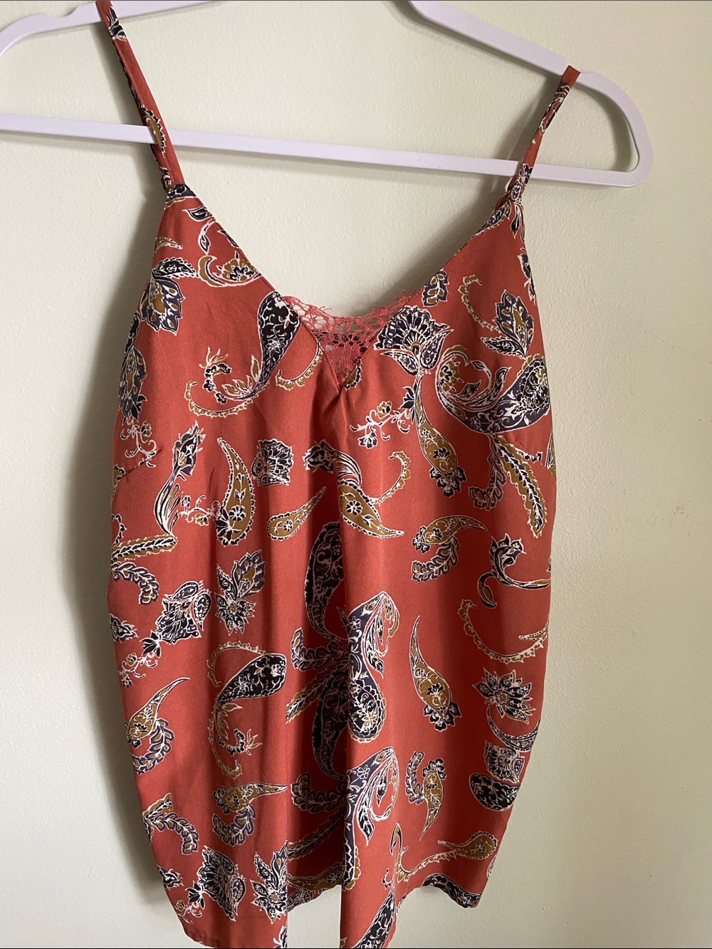 Japna Paisley & Lace Print in Rust with Spaghetti Straps